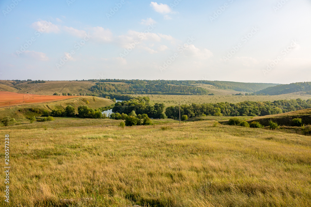 View of the Krasivaya Mecha River Valley. Kozie village, Efremovskiy district, Tulskaya region, Russia
