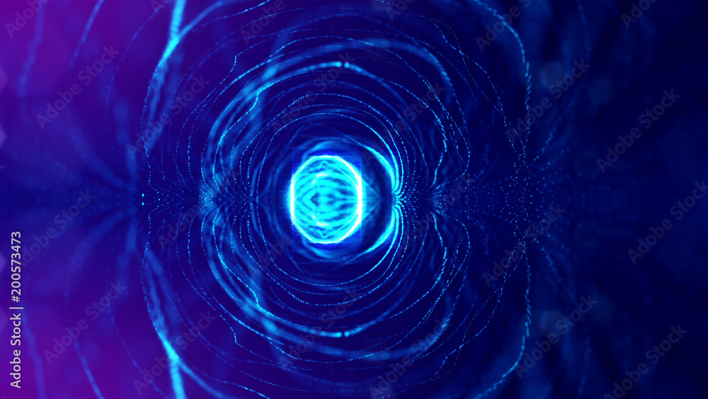 science fiction background of glowing particles with depth of field and bokeh. Particles form line and abstract surface grid. 3d rendering V9 blue spheres science fiction background of glowing particles with depth of field and bokeh. Particles form line and abstract surface grid. 3d rendering V9 blue spheres