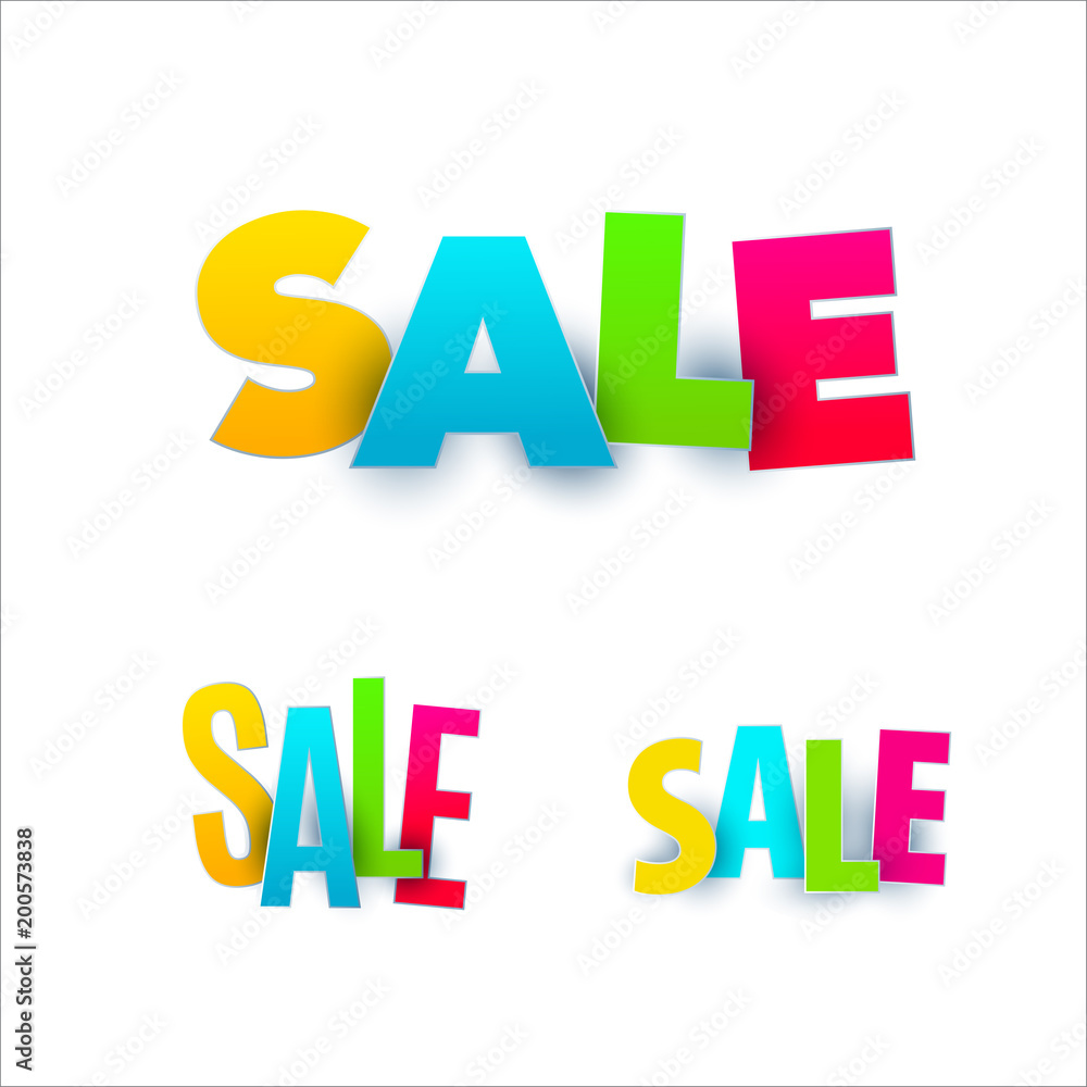 Set of sale banner template design. Special offer, colourful letters for shopping, mall, trade, retail.