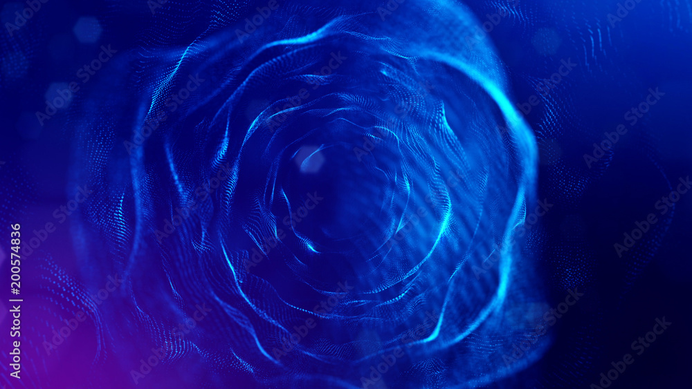 science fiction background of glowing particles with depth of field and ...