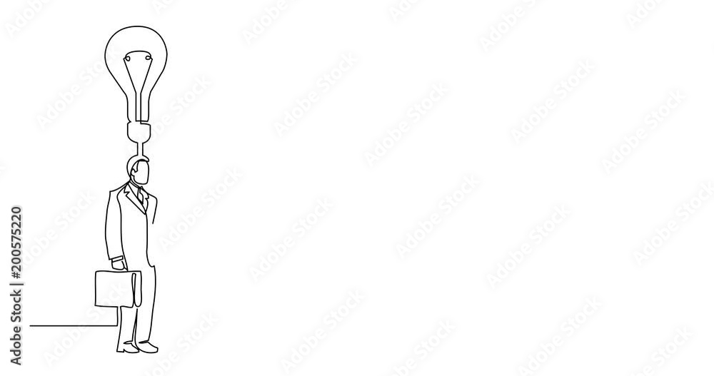 Self drawing animation of continuous line drawing of meeting business person with idea Self drawing animation of continuous line drawing of meeting business person with idea