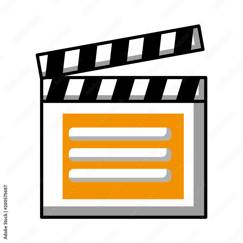 clapper board video player action image vector illustration