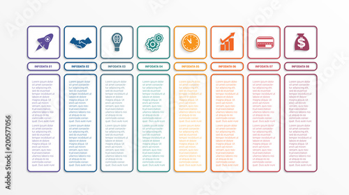 Business infographics template with 8 options