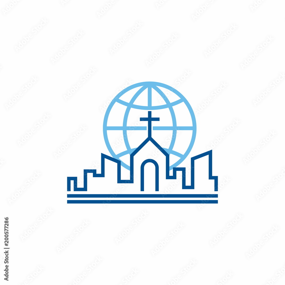 Naklejka premium Church logo. Holy Church in the city