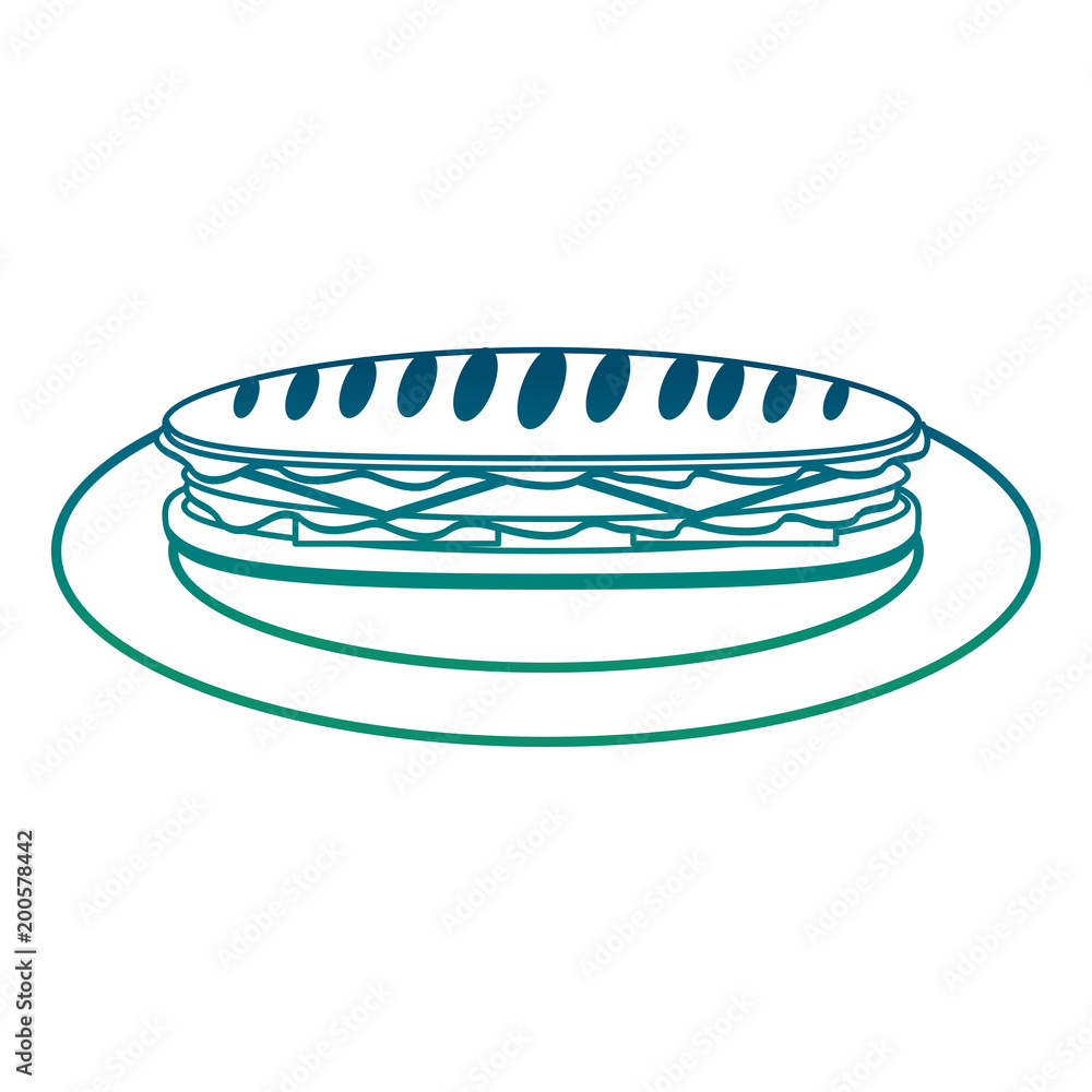 delicious sandwish fast food with dish vector illustration design delicious sandwish fast food with dish vector illustration design
