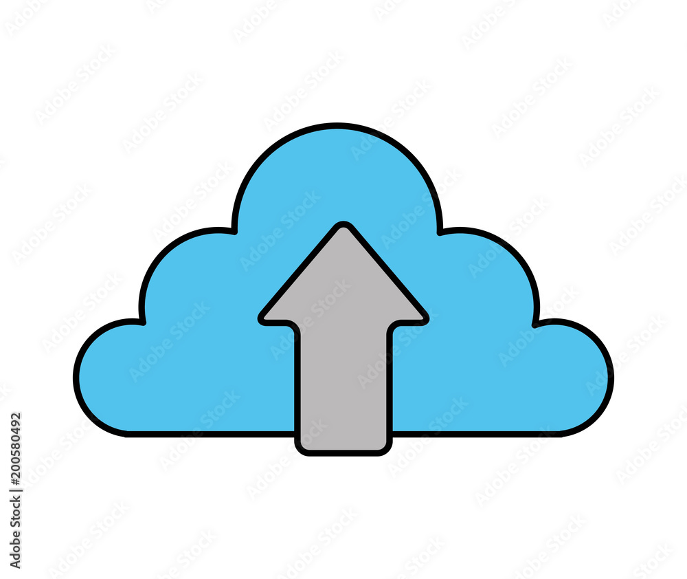 cloud storage upload arrow data vector illustration cloud storage upload arrow data vector illustration