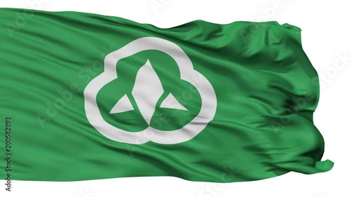 Komatsu flag, Ishikawa prefecture, realistic animation isolated on white seamless loop - 10 seconds long (alpha channel is included) photo