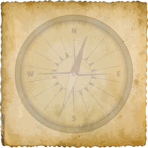 isolated old card with compass