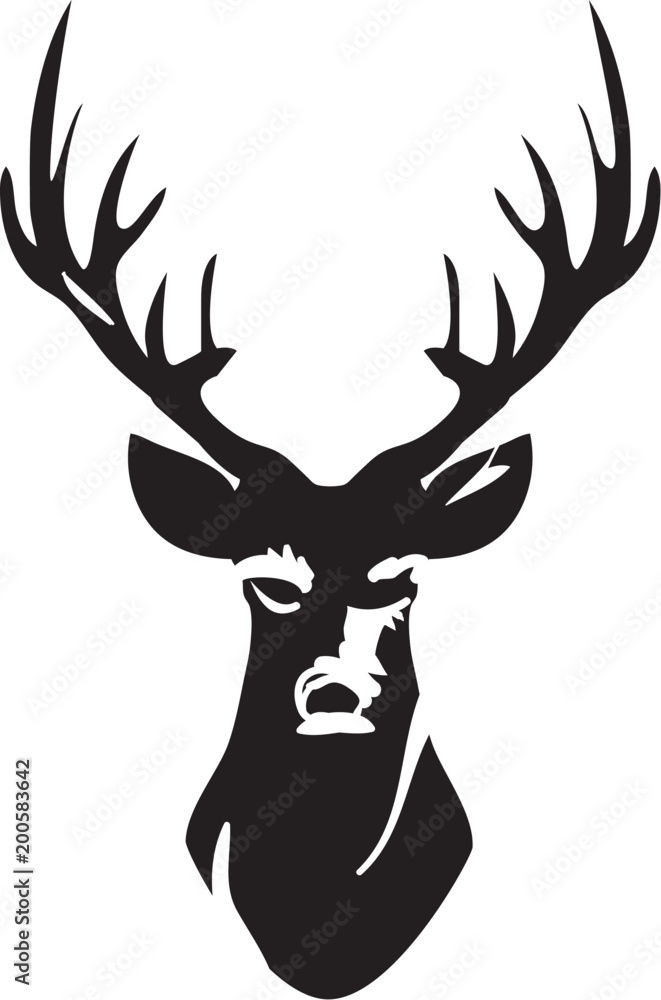 Naklejka premium Vector Deer Head Silhouette