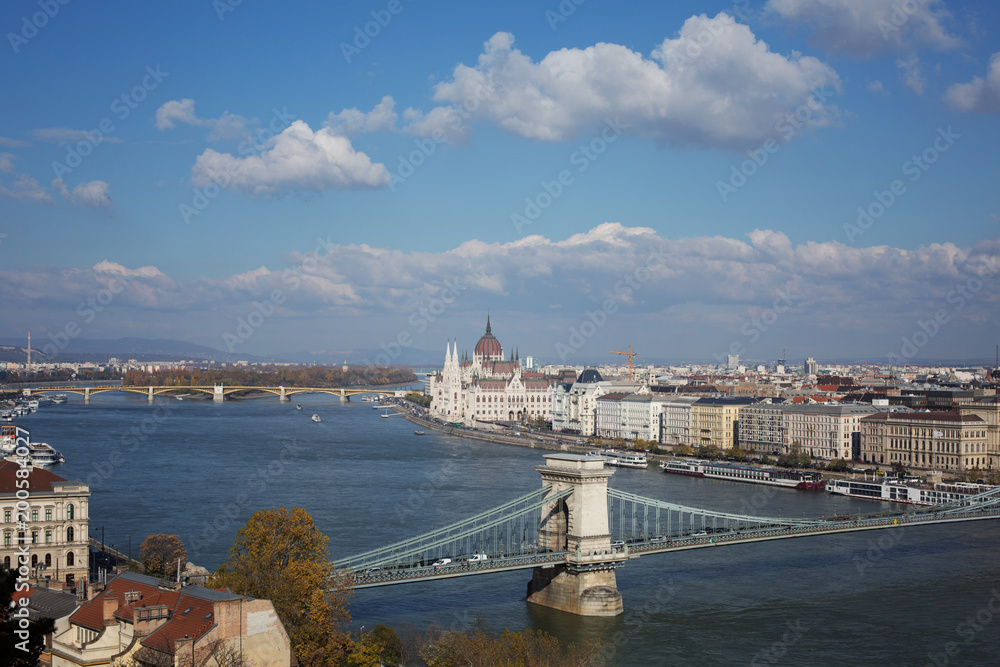 View of the Budapest Autumn and the Danube from Gellért Hill