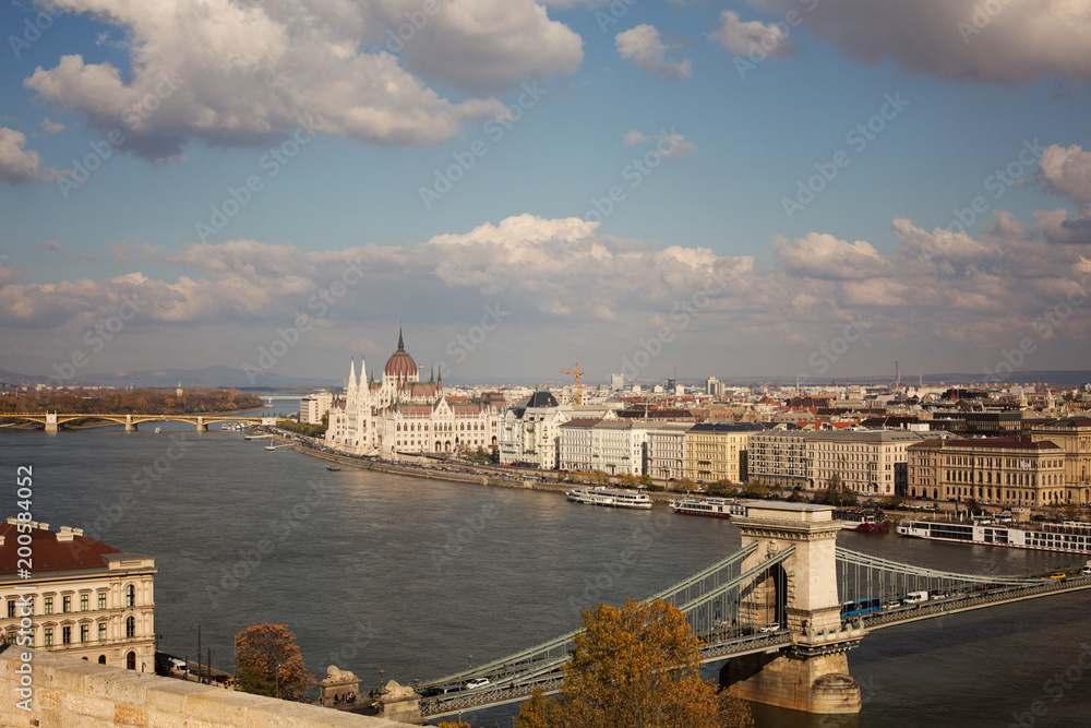 View of the Budapest Autumn and the Danube from Gellért Hill