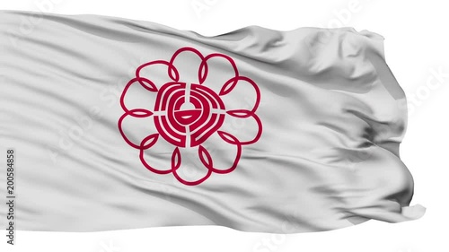 Koshigaya flag, Saitama prefecture, realistic animation isolated on white seamless loop - 10 seconds long (alpha channel is included) photo