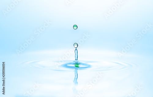 Blue and green water droplets with copy space and aqua colors