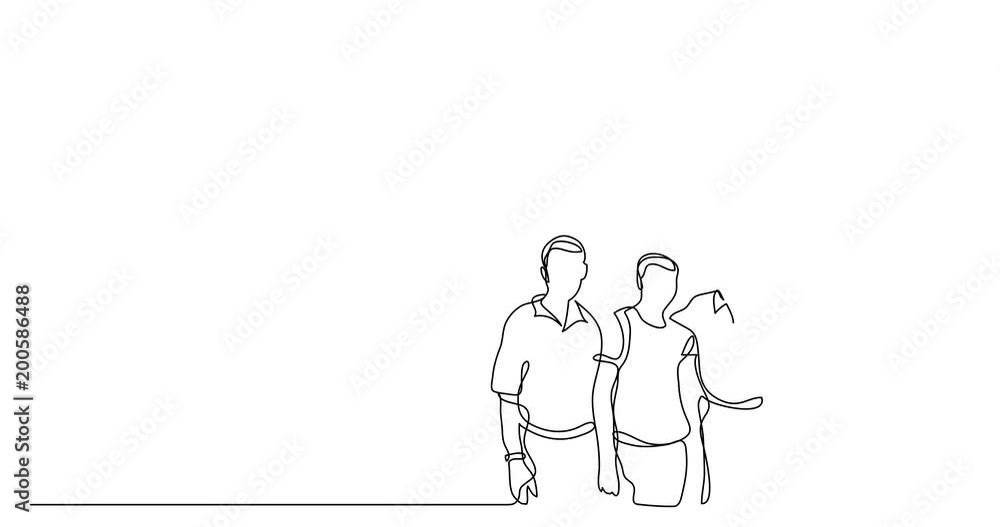 Self drawing animation of continuous line drawing of business team wih idea Self drawing animation of continuous line drawing of business team wih idea