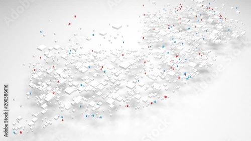 Map of New Jersey - USA | 3d Rendering, mosaic of little bricks - White and flag colors