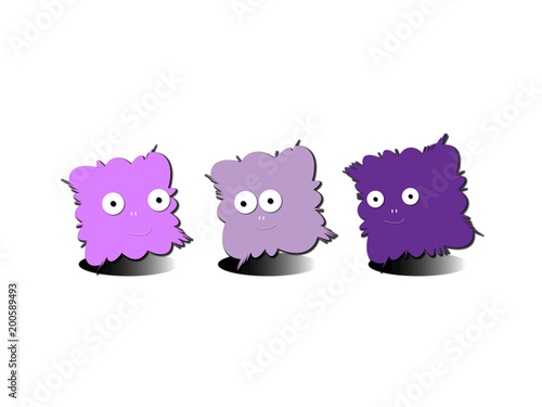vector de tres cabezas de muñecos abstractos con ojos y boca y simulando movimiento con las sombras