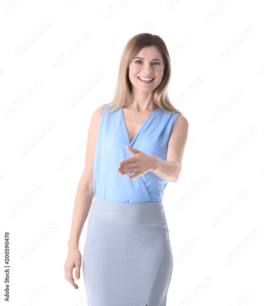 Female business trainer on white background Female business trainer on white background