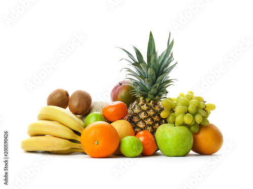 Fototapeta Naklejka Na Ścianę i Meble -  Set of fresh tropical fruits on white background
