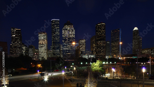Houston  Texas city center at night