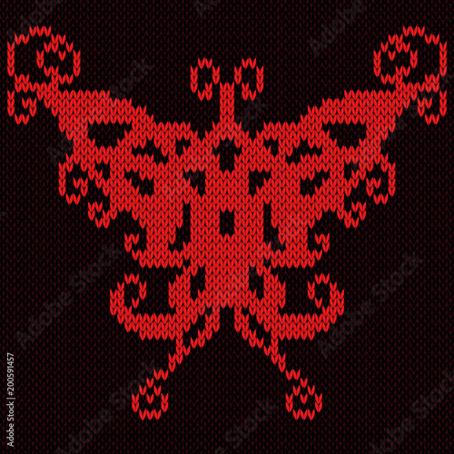 Red knitting butterfly