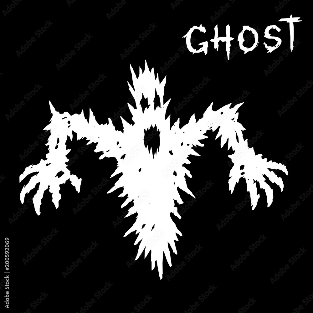 White ghost silhouette. Vector illustration. White ghost silhouette. Vector illustration.