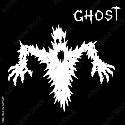 White ghost silhouette. Vector illustration.