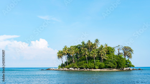 small tropical island with sky and clouds in summer season,phuket thailand