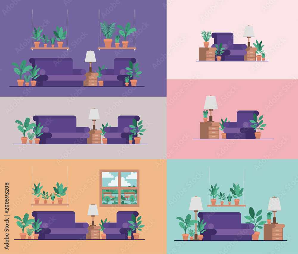 living room with houseplants and lamp living room with houseplants and lamp
