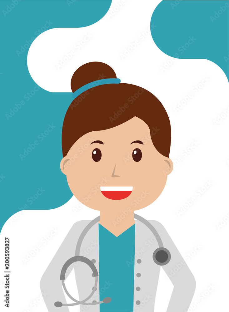 doctor woman in coat with stethoscope worker professional vector illustration