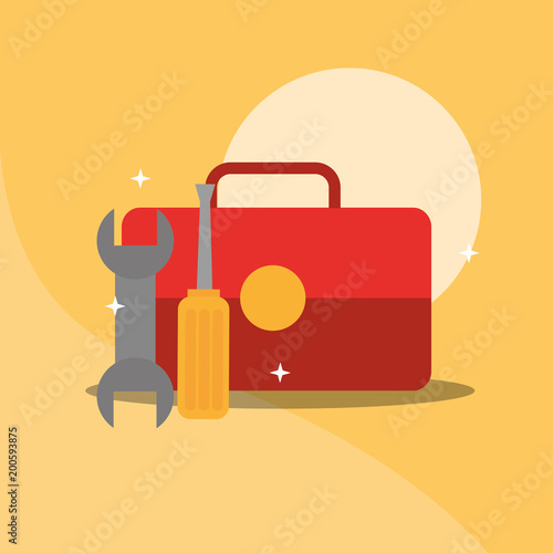 toolbox wrench screwdriver repair equipment vector illustration