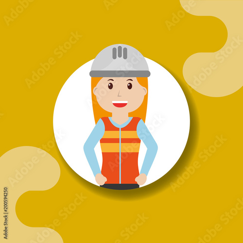 worker construction woman in vest uniform professional portrait vector illustration photo
