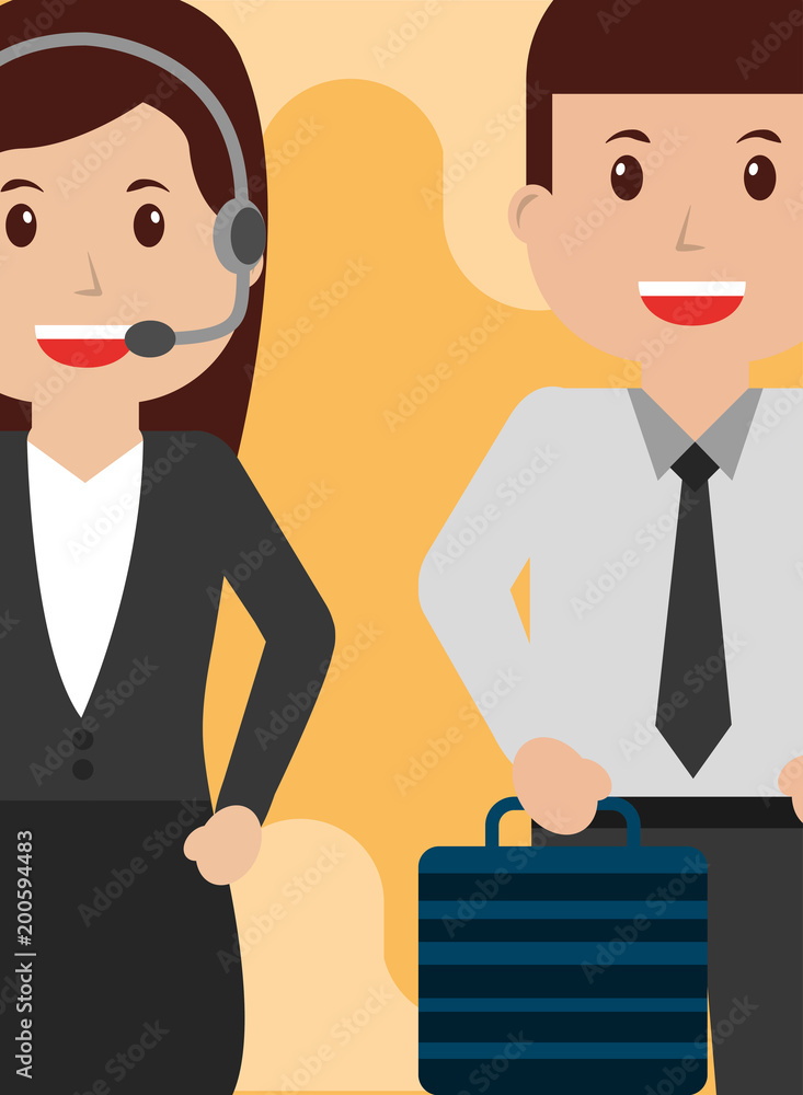 operator woman and business man people workers characters vector illustration operator woman and business man people workers characters vector illustration