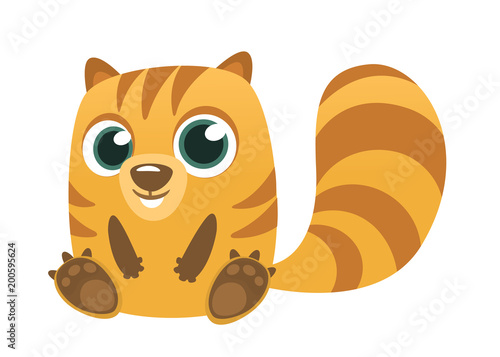 Cartoon chipmunk or marmot sitting. Forest animal vector illustration of chipmunk 