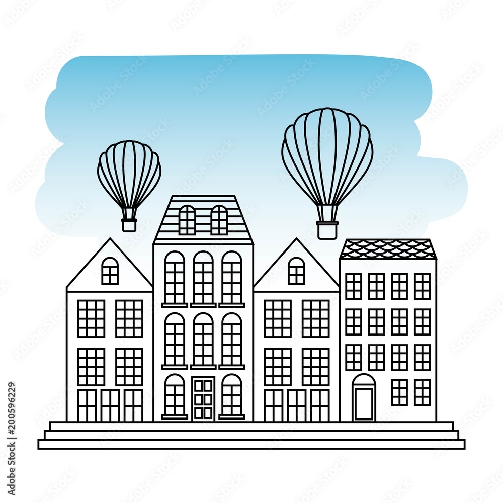 france paris architecture landmark antique facade hot air balloons travel
