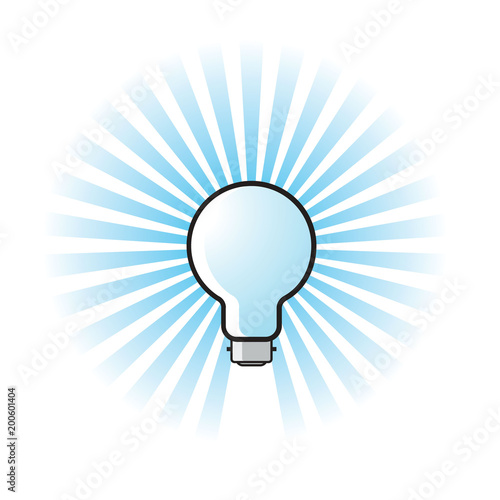 electric  bulb with blue color glow or bright vector drawing
