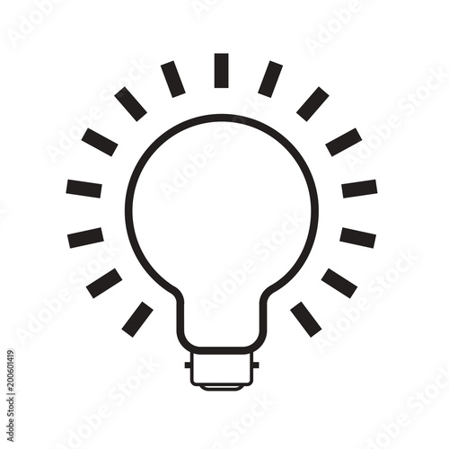 bulb with glow in black vector drawing