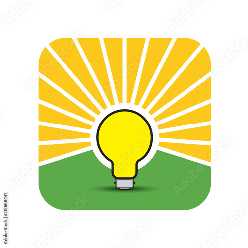 yellow color bulb with huge glowing vector drawing