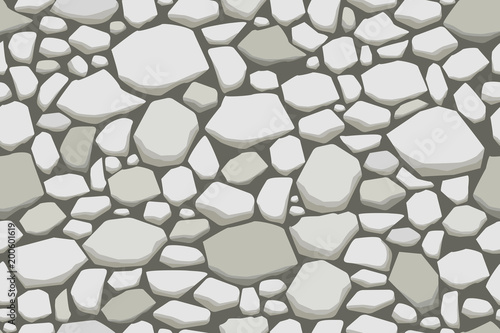 Grey stone wall texture. Vector seamless background.