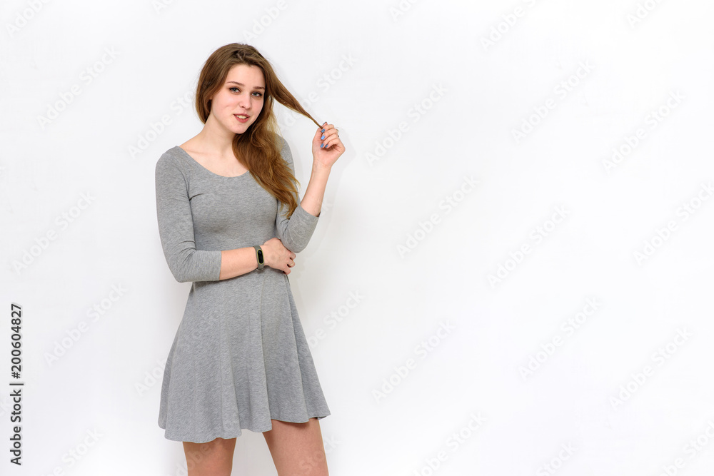 beautiful girl on a white background in different poses beautiful girl on a white background in different poses