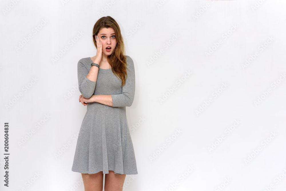 beautiful girl on a white background in different poses beautiful girl on a white background in different poses