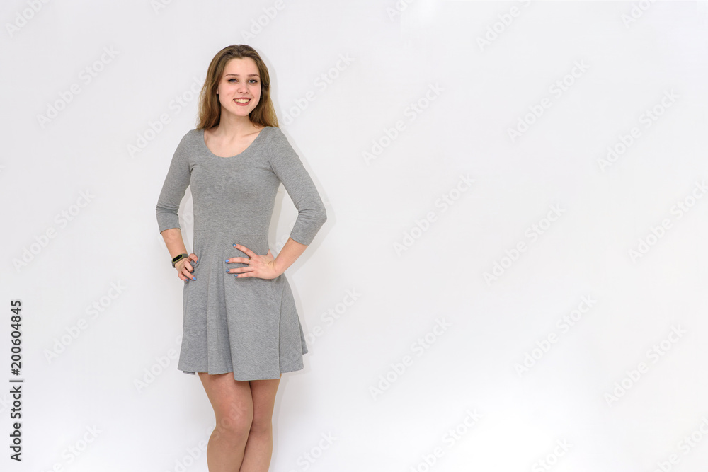 beautiful girl on a white background in different poses beautiful girl on a white background in different poses