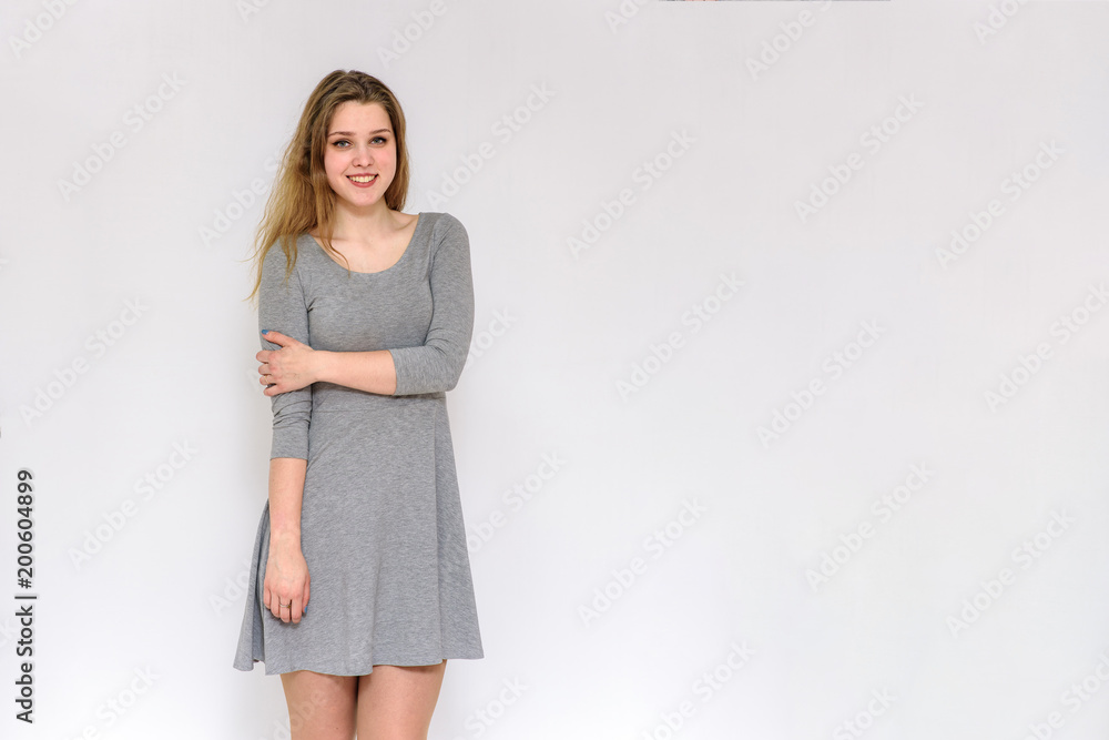 beautiful girl on a white background in different poses beautiful girl on a white background in different poses