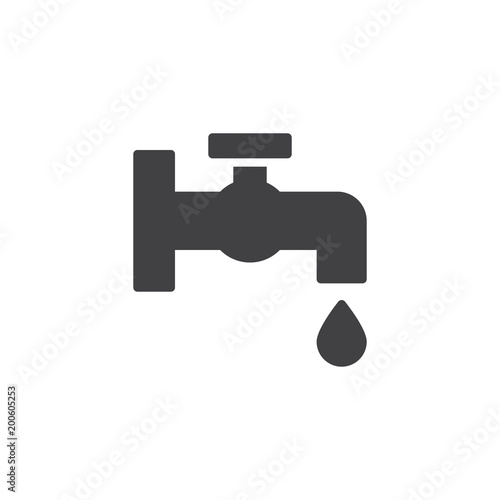 Faucet with water drop vector icon. filled flat sign for mobile concept and web design. Tap water stopcock simple solid icon. Symbol, logo illustration. Pixel perfect vector graphics