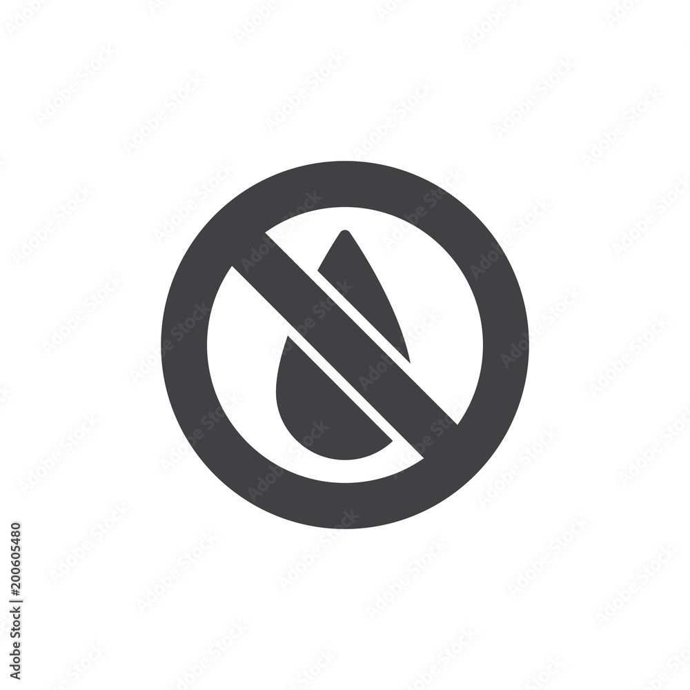 No water vector icon. filled flat sign for mobile concept and web design. Water drop forbidden simple solid icon. Symbol, logo illustration. Pixel perfect vector graphics No water vector icon. filled flat sign for mobile concept and web design. Water drop forbidden simple solid icon. Symbol, logo illustration. Pixel perfect vector graphics
