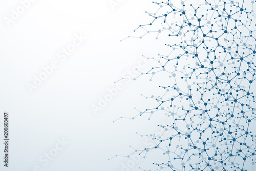 Molecule structure with particles. Scientific medical research. Science and technology backgroud. Molecular concept. Vector illustration.