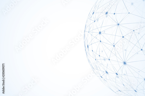 Global network connections with points and lines. Internet connection background. Abstract connection structure. Polygonal space background. Vector illustration