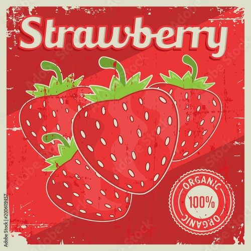 Strawberry Vintage Retro Signage Vector
