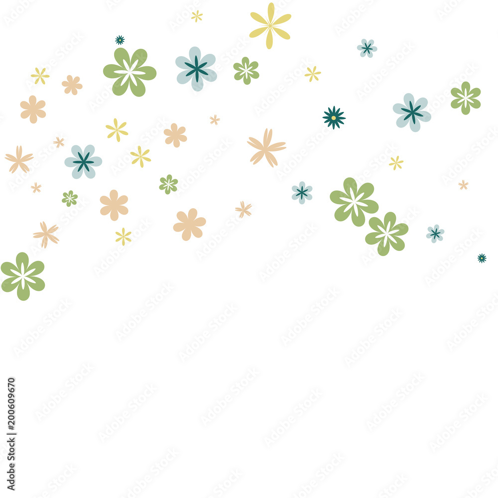 Feminine Floral Pattern with Simple Small Flowers for Greeting Card or Poster. Naive Daisy Flowers in Primitive Style. Vector Background for Spring or Summer Design. Feminine Floral Pattern with Simple Small Flowers for Greeting Card or Poster. Naive Daisy Flowers in Primitive Style. Vector Background for Spring or Summer Design.
