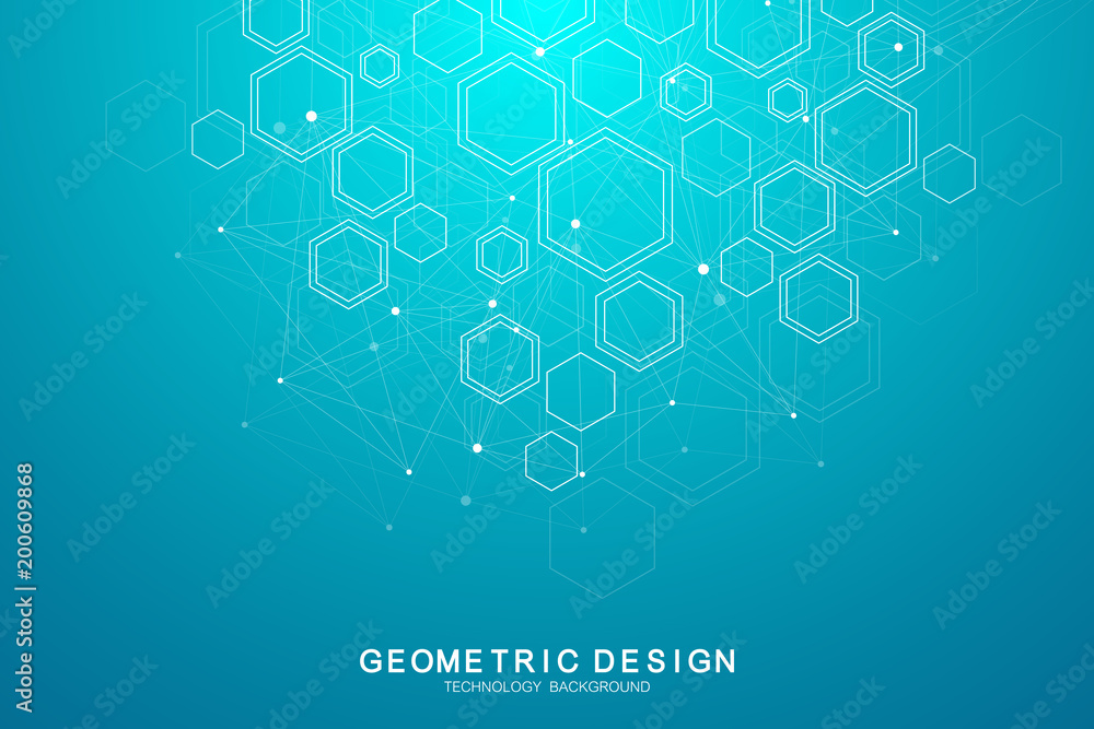 Abstract medical background. Science and connection vector concept. Hexagonal geometric array with dynamic moving particles. DNA, atom, helix, neurons, spiral. Abstract medical background. Science and connection vector concept. Hexagonal geometric array with dynamic moving particles. DNA, atom, helix, neurons, spiral.
