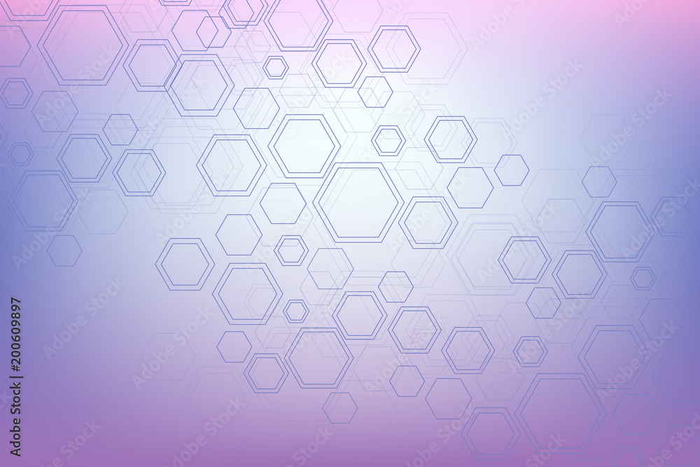 Obraz premium Hexagonal geometric background. Hexagons genetic and social network. Future geometric template. Business presentation for your design and text. Minimal graphic concept. Vector illustration.